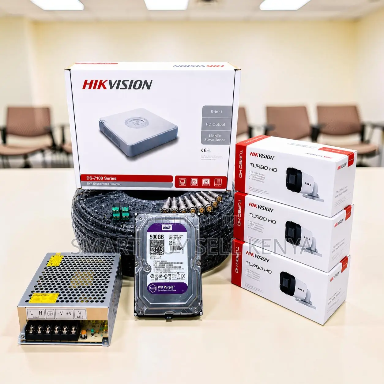 Weather- Resistant 3 Hikvision 1080p CCTV Cameras Complete System Kit