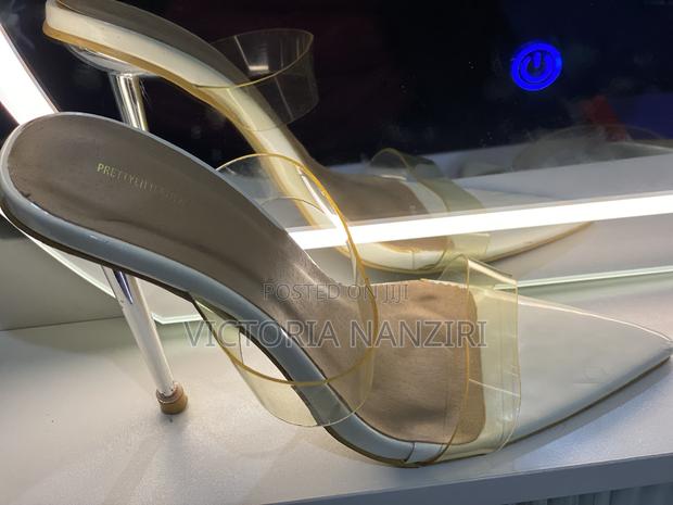 PLT Clear Strap White Stiletto Heels - thumbnail 6