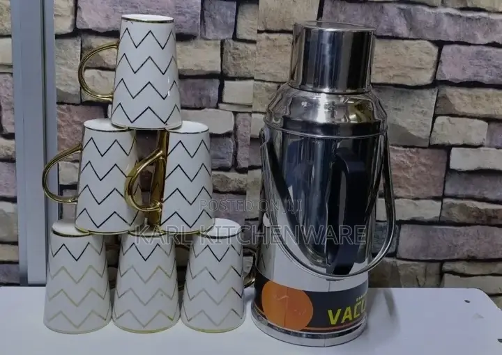 7-Piece Luxury Ceramic Tea Coffee Mug Set With 2l Vacuum Flask
