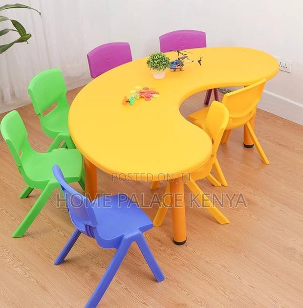 School Table; Colourful Kindergarten Plastic Moon Table - thumbnail 5