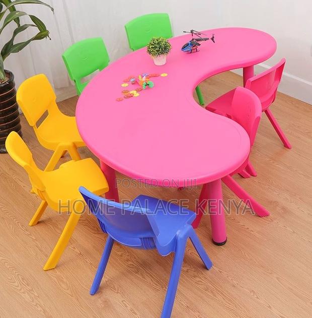 School Table; Colourful Kindergarten Plastic Moon Table - thumbnail 7