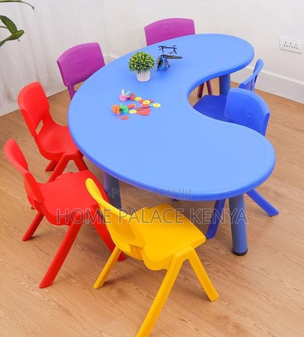 School Table; Colourful Kindergarten Plastic Moon Table - thumbnail 8
