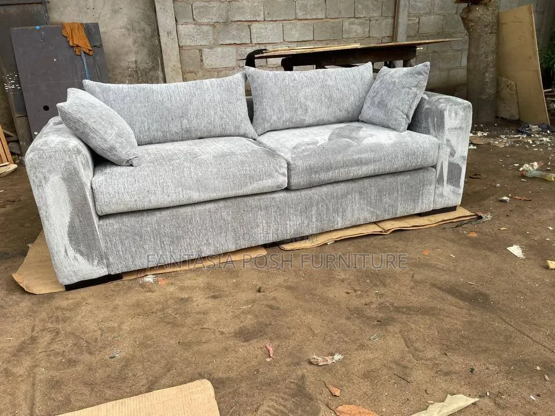 Grey 3 Seater Fabric Sofa