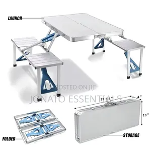 Foldable Aluminum Picnic Table Set With 4 Seats Camping Suitcase