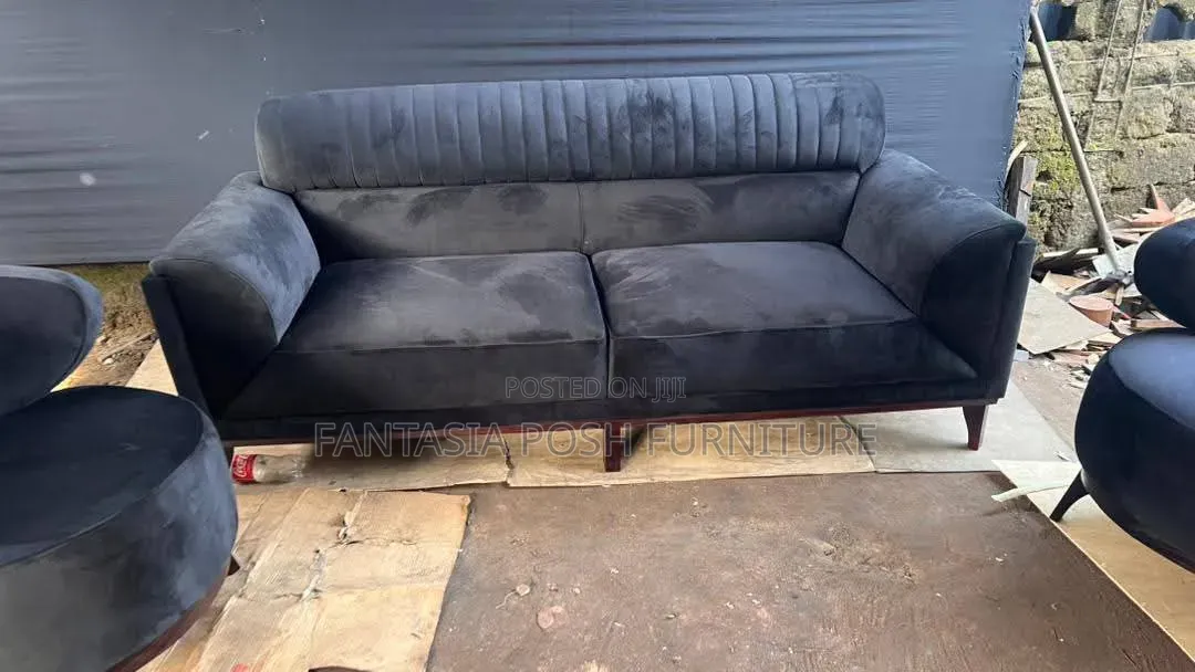 Black 3 Seater Velvet Sofa