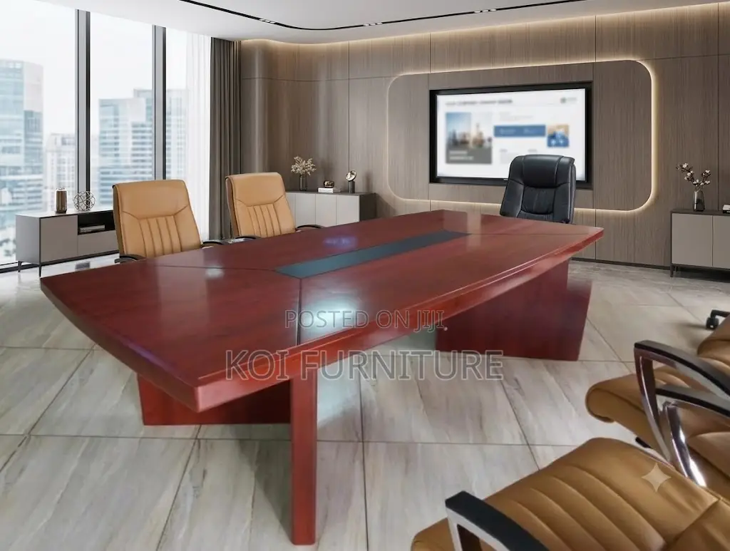 Boardroom Table; 2.4 Red-Brown Mahogany Conference Boardroom Table