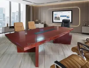 Boardroom Table; 2.4 Red-Brown Mahogany Conference Boardroom Table