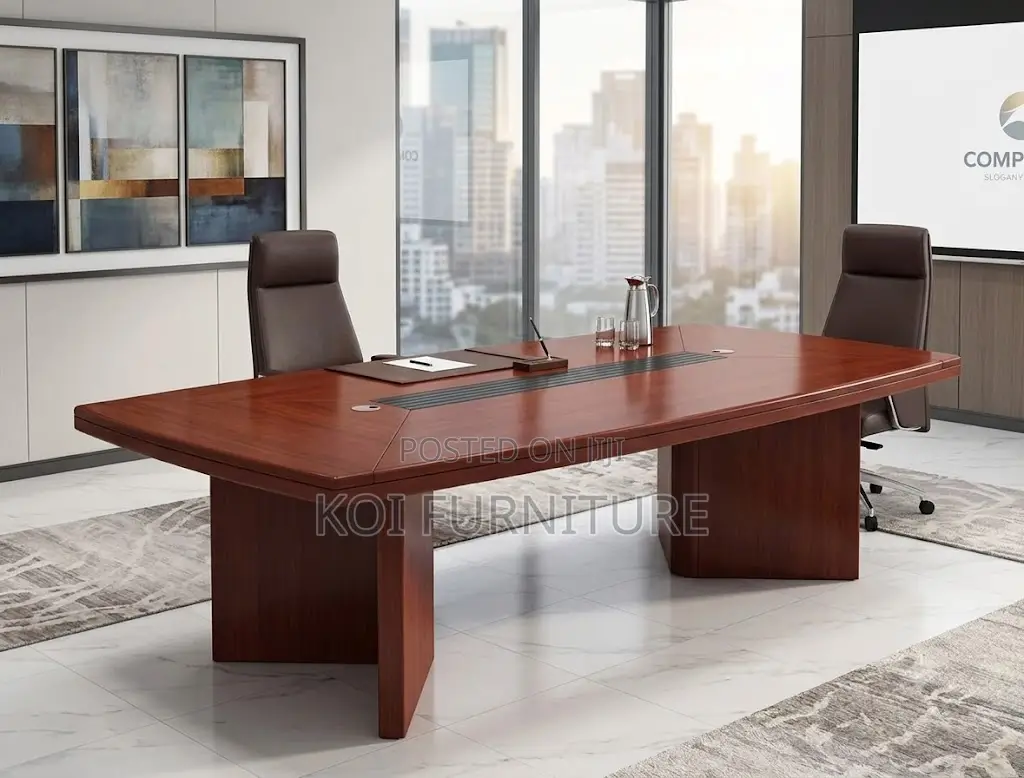 Boardroom Table; 2.4 Red-Brown Mahogany Conference Boardroom Table