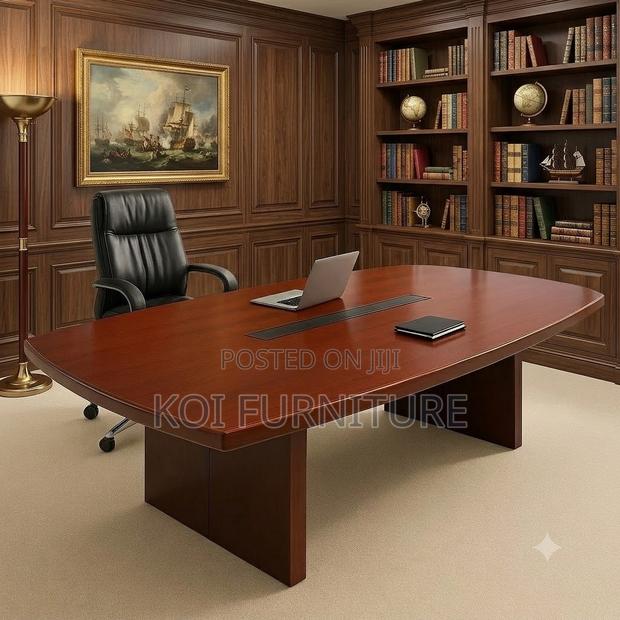 Boardroom Table; 2.4 Red-Brown Mahogany Conference Boardroom Table - thumbnail 5