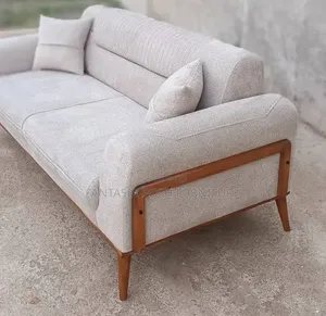 Cream 3 Seater Fabric Sofa-Free Delivery