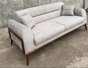 Cream 3 Seater Fabric Sofa-Free Delivery