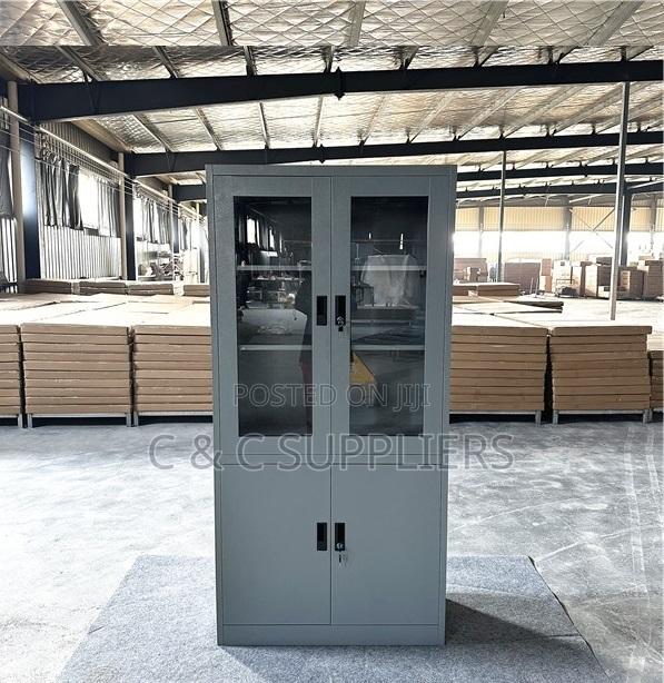 2-Door Glass Front Office Cabinet. - thumbnail 2