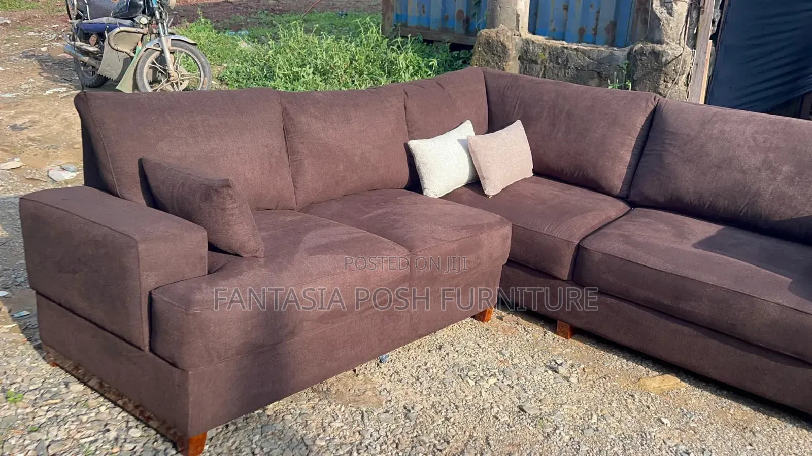Brown L Shape Corner Sofa (7 Seater) + Free Delivery
