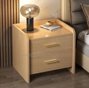 Nightstand: Gray Wood Grain Stand With White Drawers