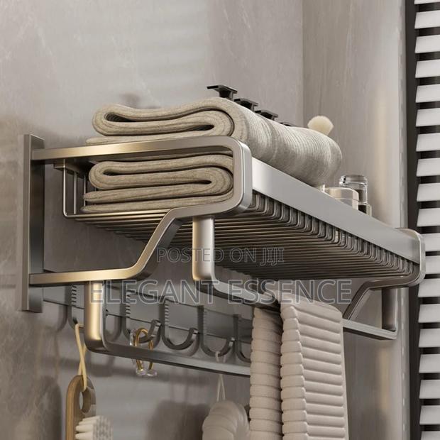*Bathroom Wall Mounted Towel Rack Accessory With Hooks* - thumbnail 3
