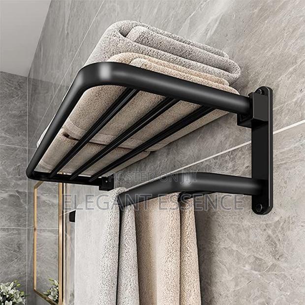 *Bathroom Wall Mounted Towel Rack Accessory With Hooks* - thumbnail 3