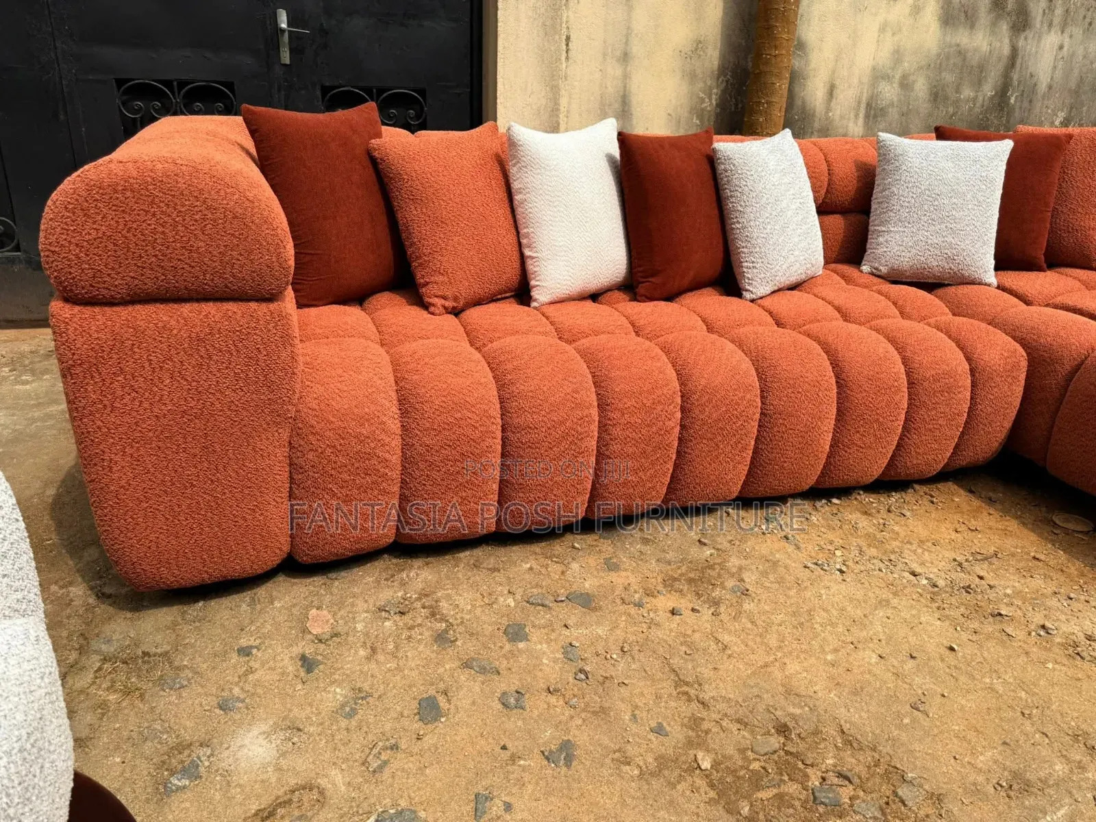 Orange L Shape Bubble Sofa 7 -Seater