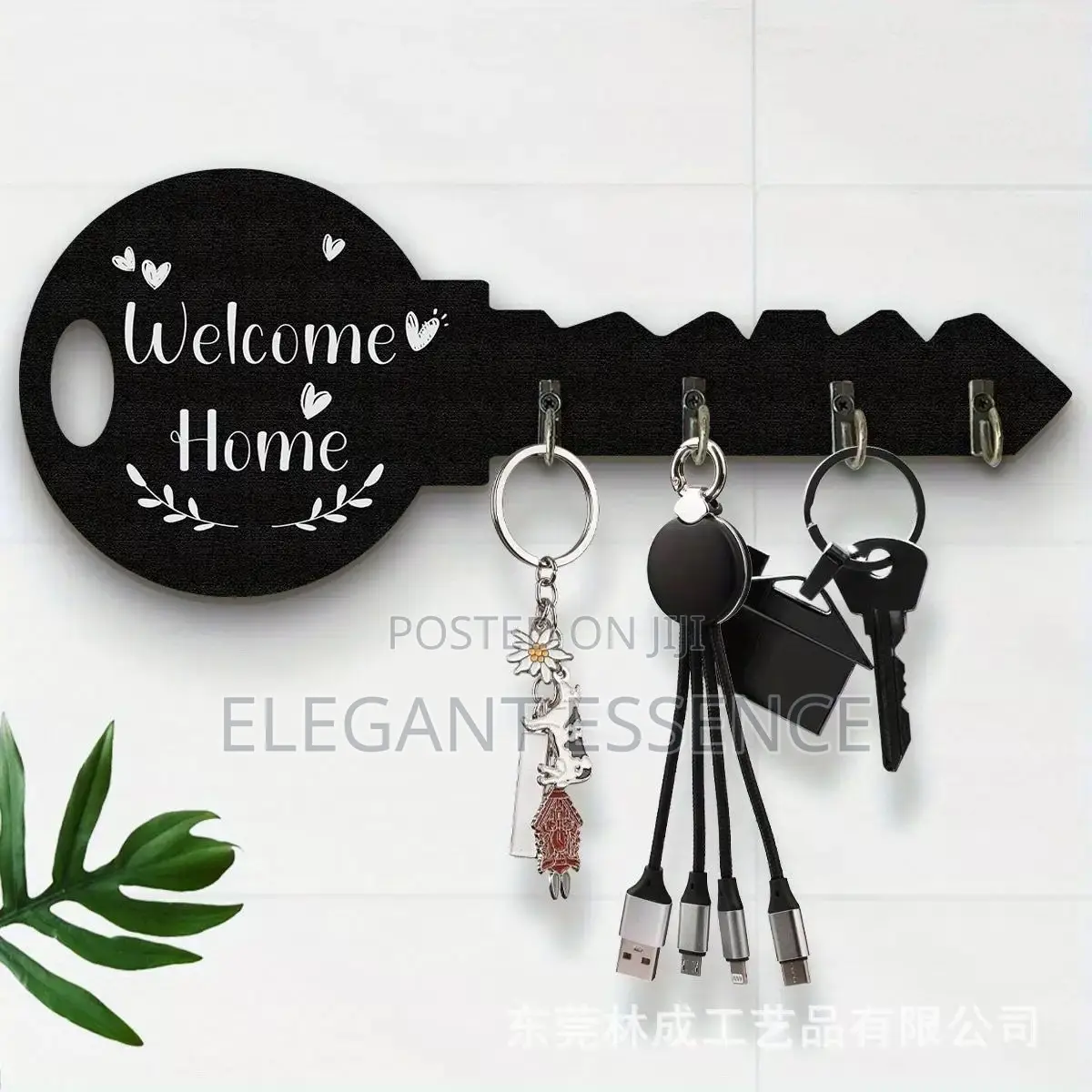 Welcome Home Wooden Key Holder With Hooks