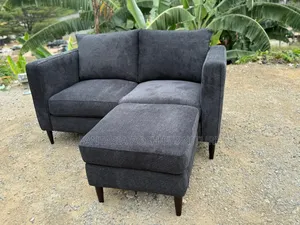 Grey 2 Seater Sofa + Ottoman Free Delivery