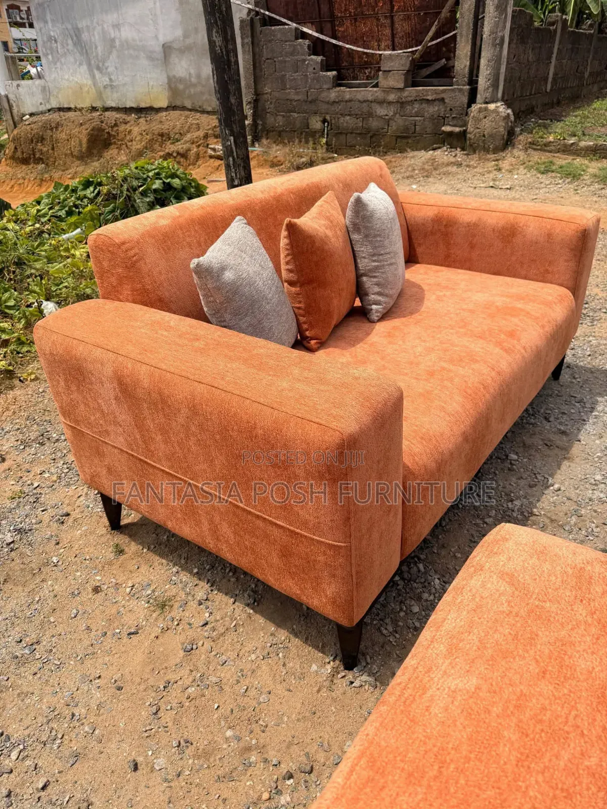 Orange 3 Seater Sofa-Free Delivery