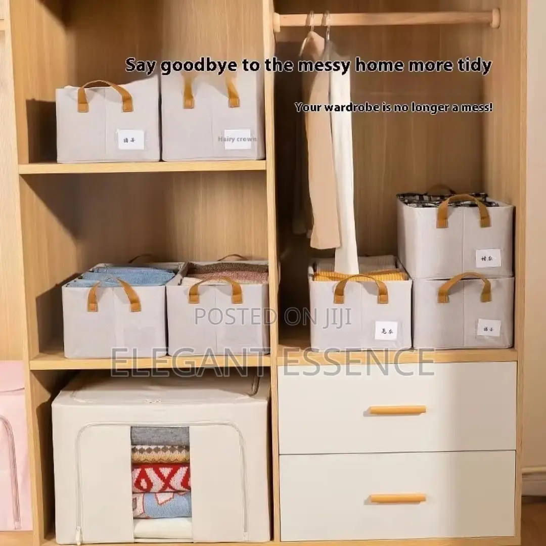 Collapsible Fabric Organizer With A Cover Storage Basket