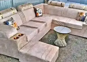 Brown L-Shaped 7 Seater Sofa