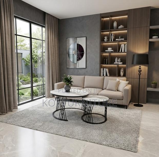Coffee Table; Round Marble Pair Coffee Table - thumbnail 4