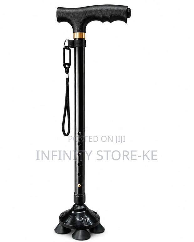 Quard Walking Stick With Rubber Base and a Torch - main view