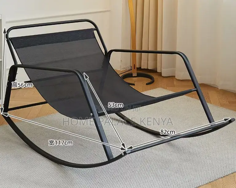 Rocking Chair: Metal Rocking Cushioned Lounge Chair