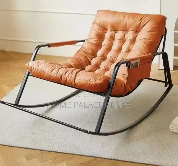 Rocking Chair: Metal Rocking Cushioned Lounge Chair