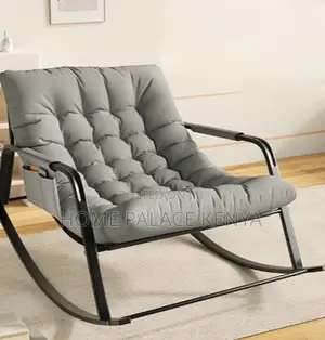 Rocking Chair: Metal Rocking Cushioned Lounge Chair