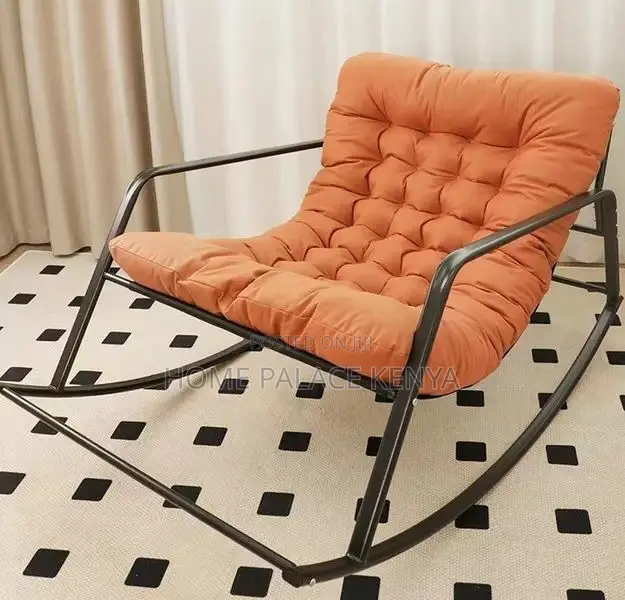 Rocking Chair: Metal Rocking Cushioned Lounge Chair