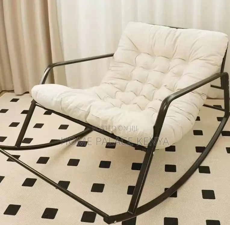 Rocking Chair: Metal Rocking Cushioned Lounge Chair