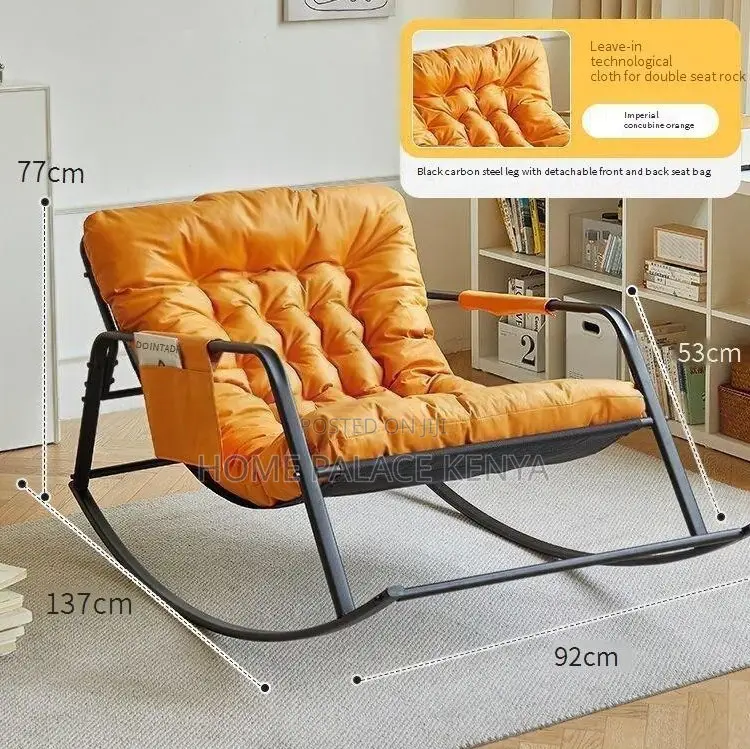 Rocking Chair: Metal Rocking Cushioned Lounge Chair