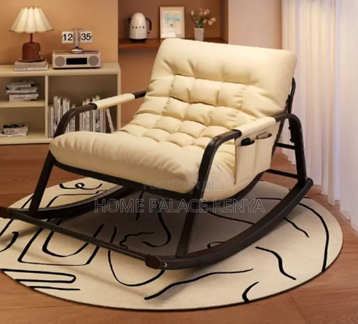 Rocking Chair: Metal Rocking Cushioned Lounge Chair