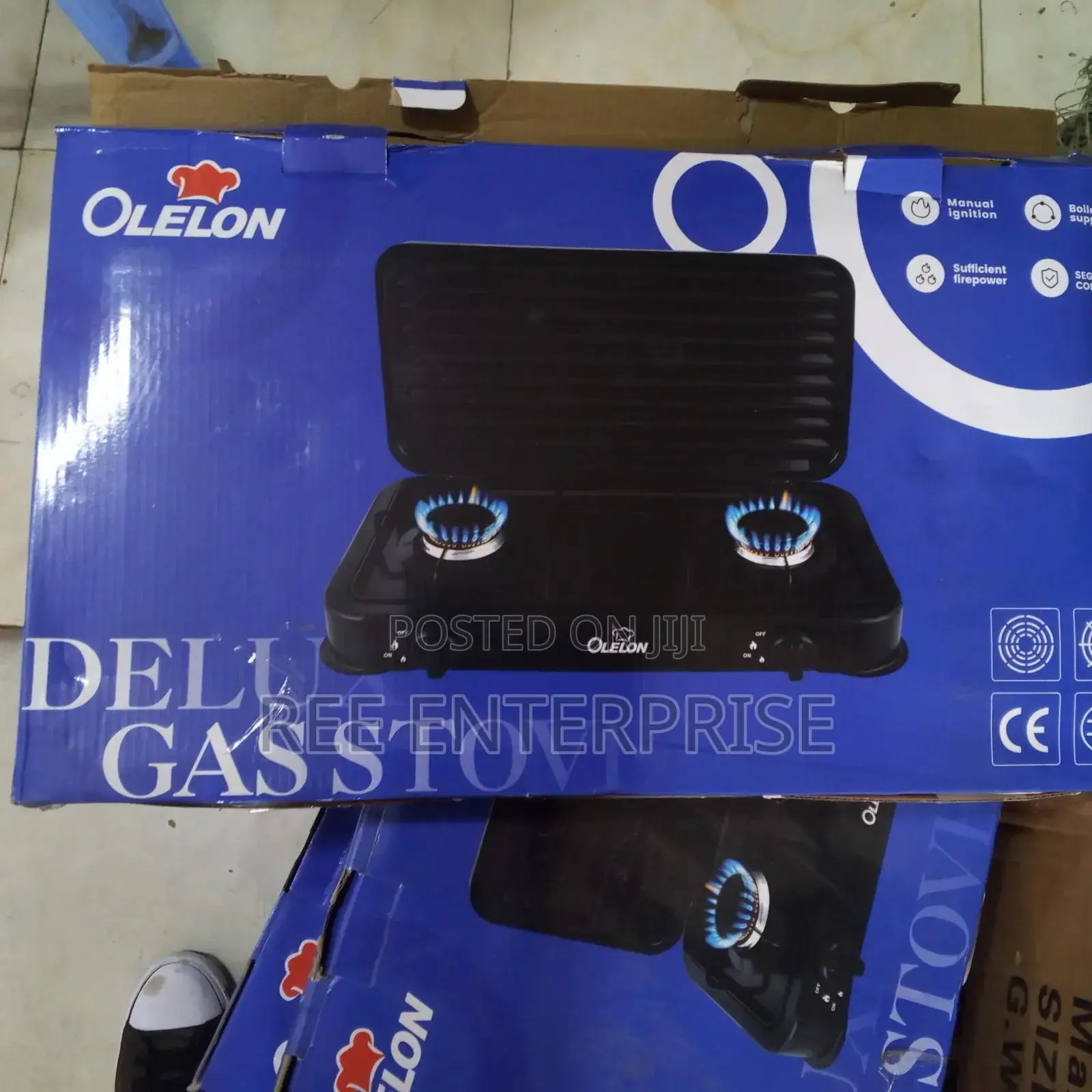 Olelon 2 Burner Gas Stove Cooker With Cover Lid
