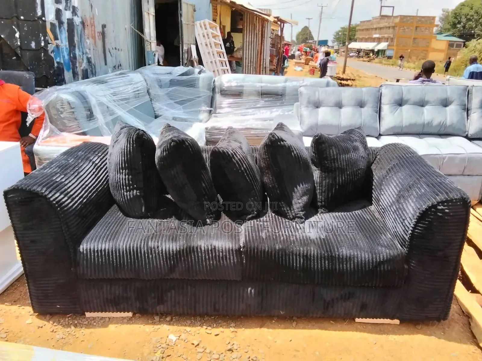 Black 3-Seater Sofa