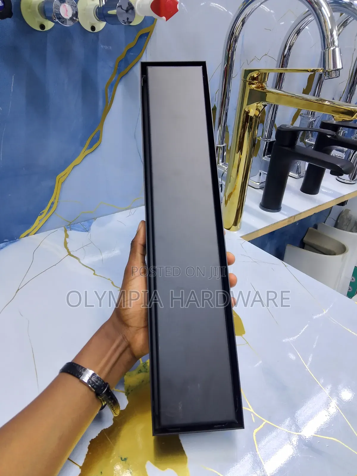 Black Floor Drain 40cm (Tile Top