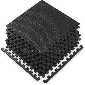 Solid Black Eva Foam Play Mats for Kids