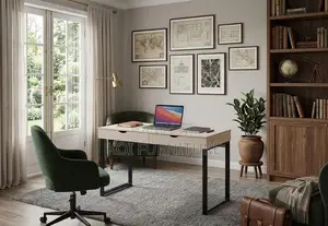 Office Desk; Home Office Two Drawers Wooden Study Desk
