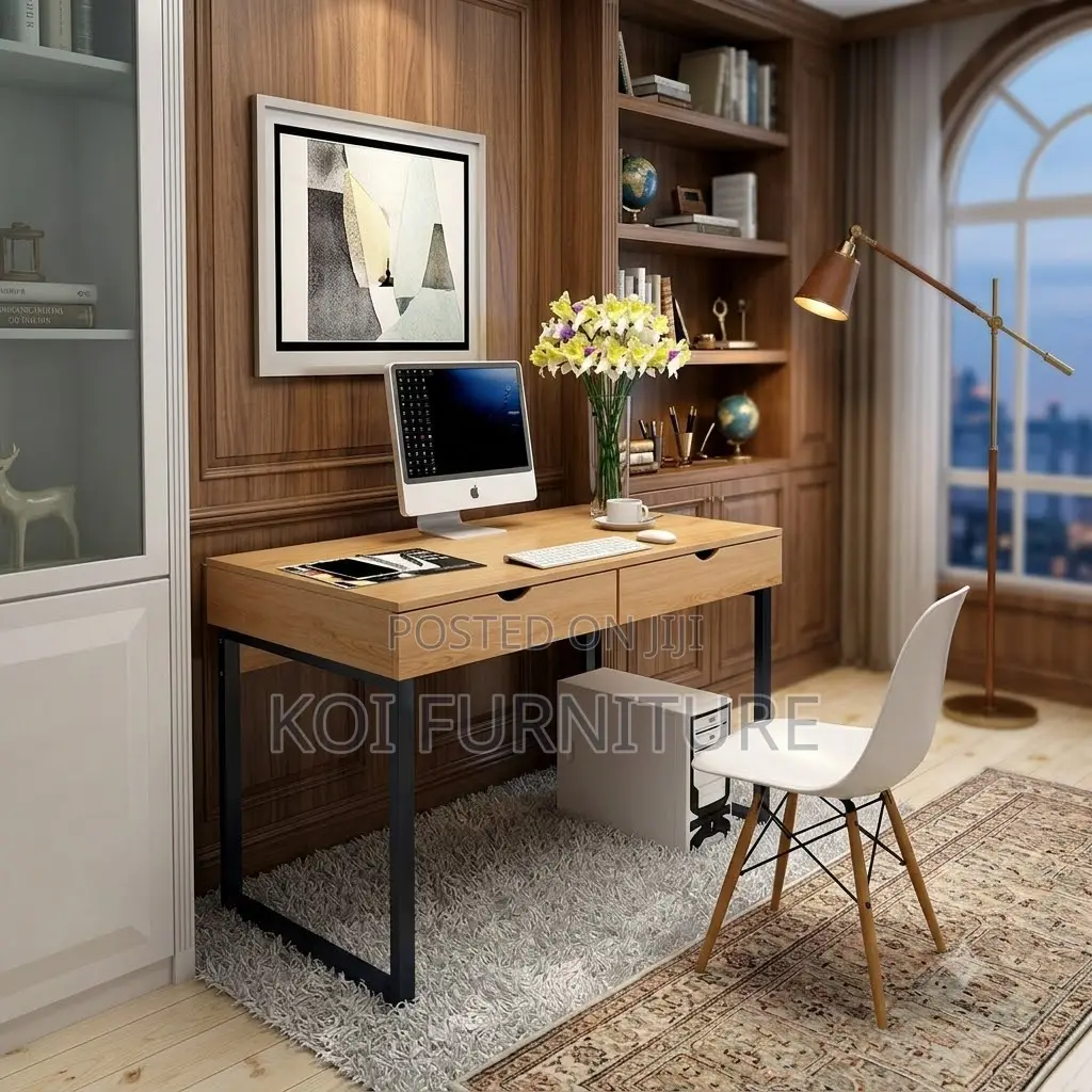 Office Desk; Home Office Two Drawers Wooden Study Desk