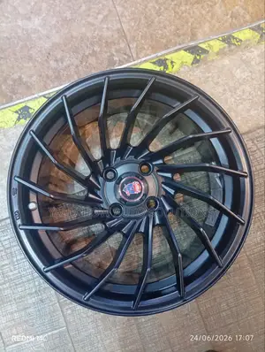 15" 4-Hole Matte Black Semi-Offset Turbine Rim