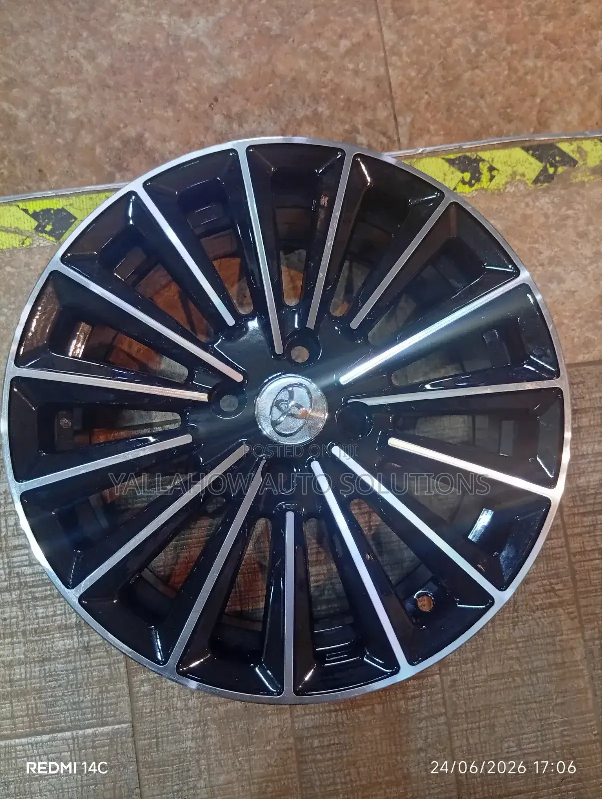 15" 4-Hole Toyota Black Machined Multi-Spoke Rim