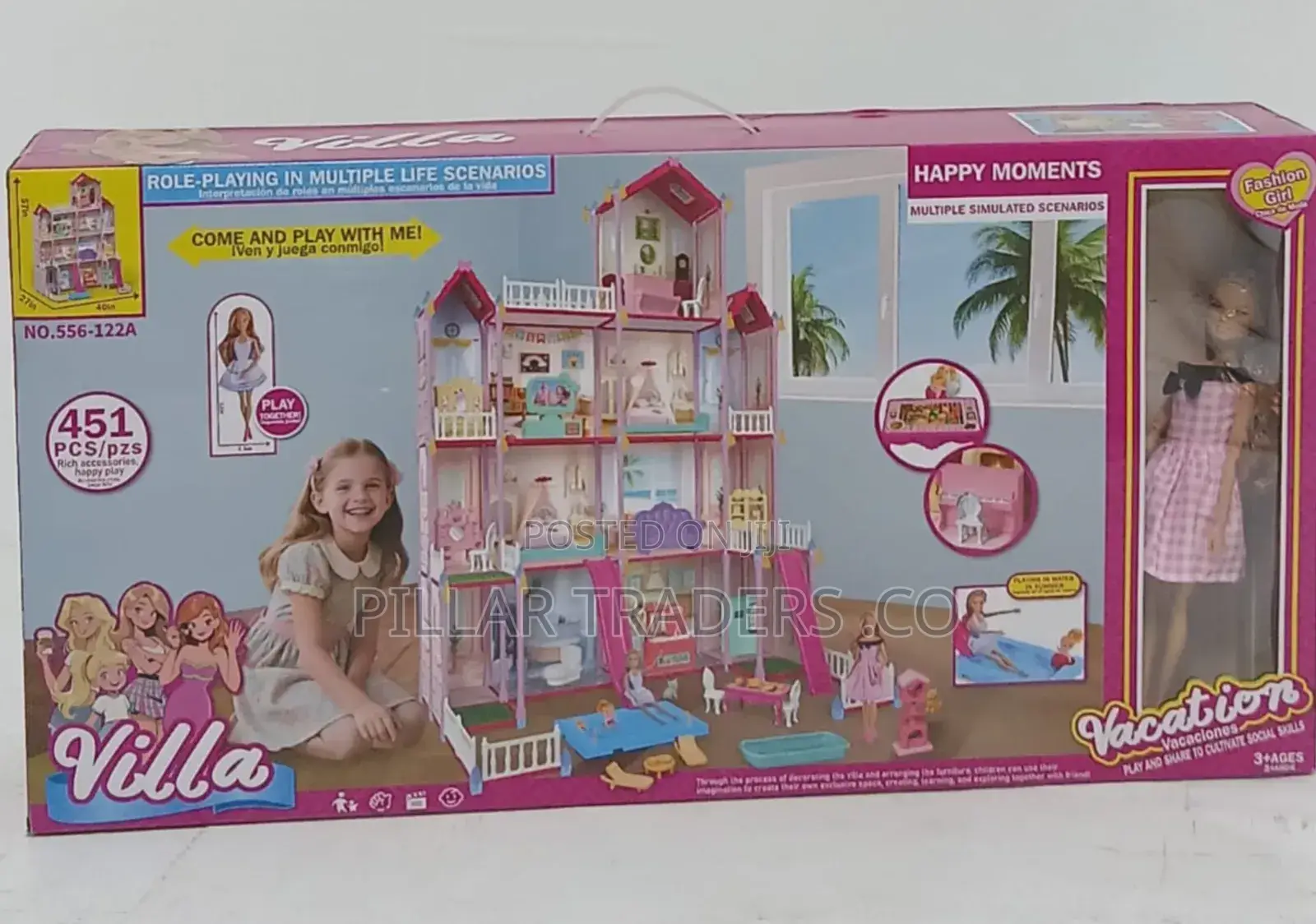 451-Piece Villa Doll House Play Set With Fashion Doll