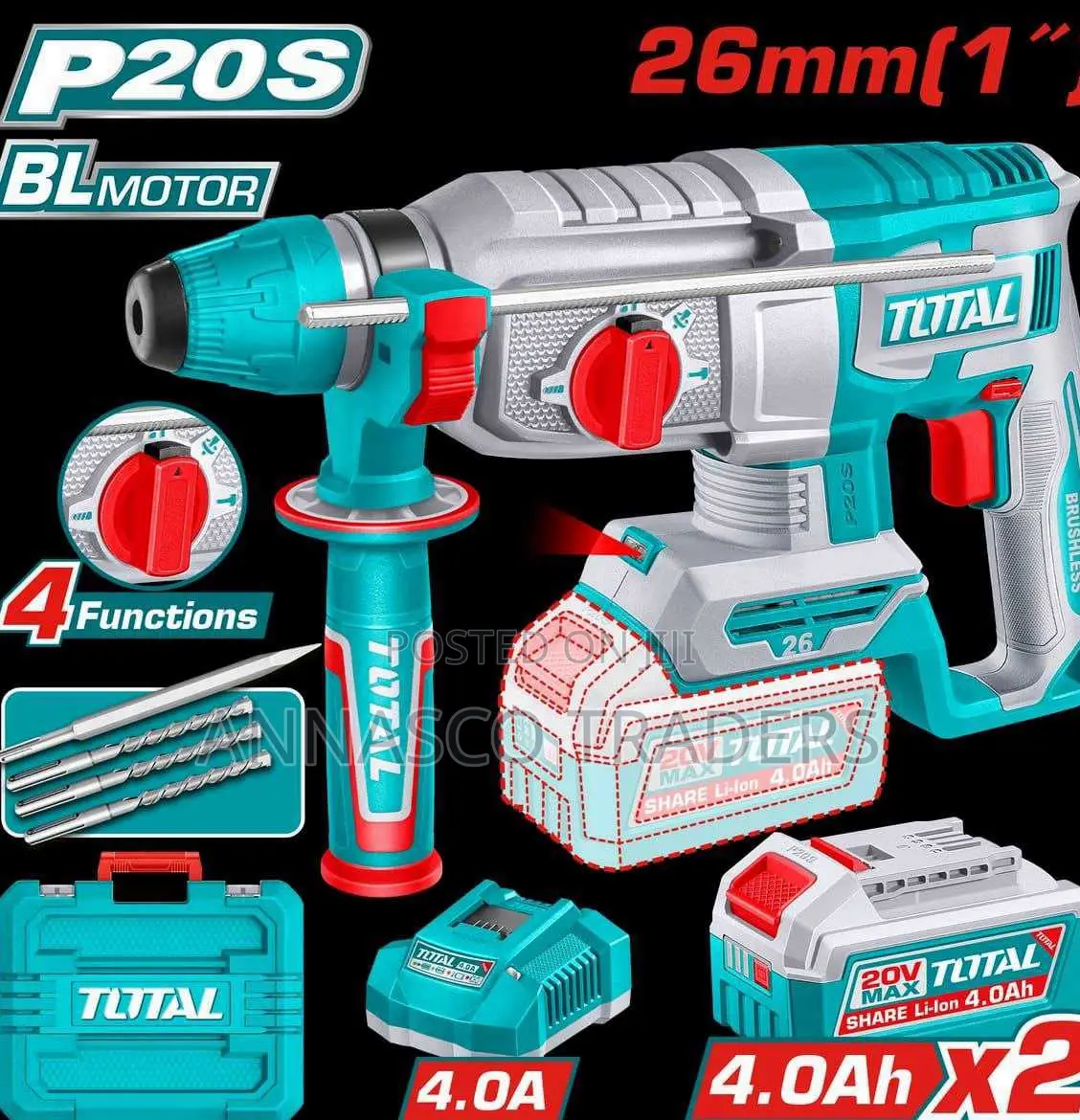 Total Cordless Brushless Rotary Hammer Trhli262084