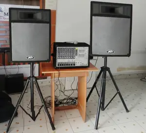 Peavey 500w Pa System + Phonic 8ch Powered Mixer Stands Mic Included