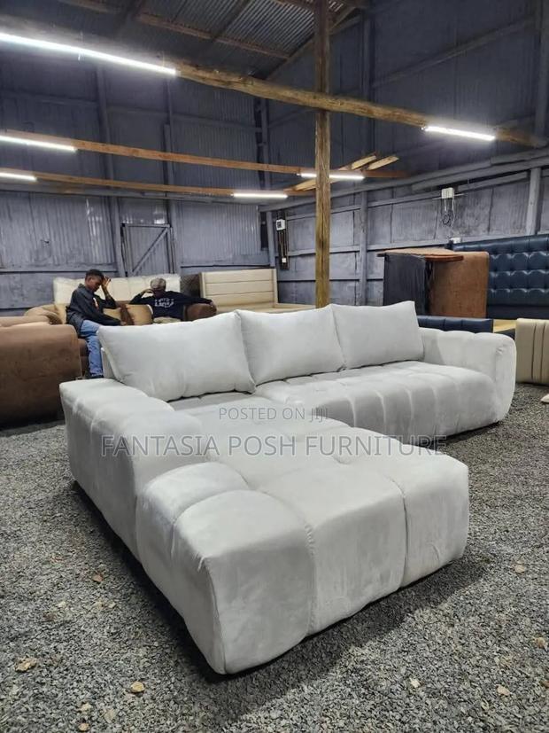 White L-Shaped Bubble Sofa- 7 Seater Free Delivery