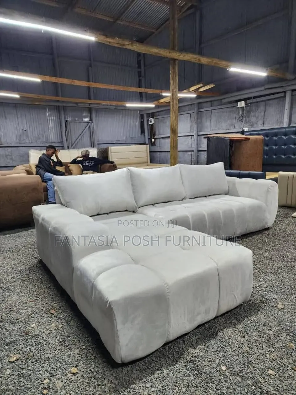 White L-Shaped Bubble Sofa- 7 Seater Free Delivery