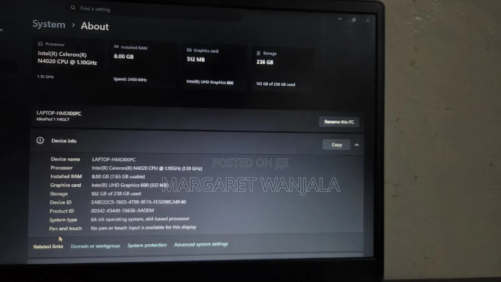 Laptop Lenovo IdeaPad 1 8GB Intel Celeron SSD 256GB