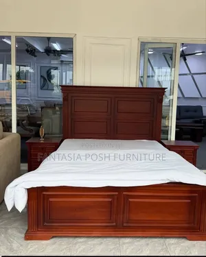Brown 5 by 6 Wooden Bed + Free Delivery